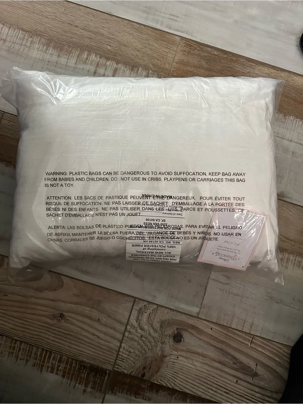 Pottery Barn White Pillow with Pastel Princess Embroidery
